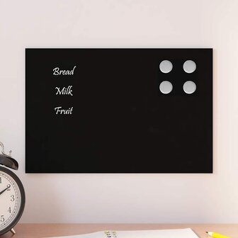 Magneetbord voor aan de wand 30x20 cm gehard glas zwart 1