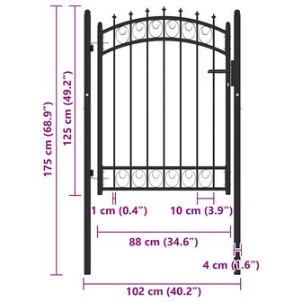 Poort met speerpunten 100x125 cm staal zwart 5