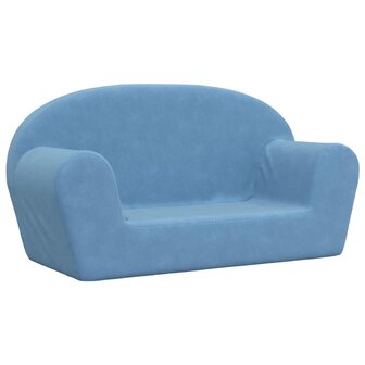 Kinderbank 2-zits zacht pluche blauw 2