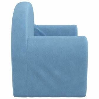 Kinderbank 2-zits zacht pluche blauw 4