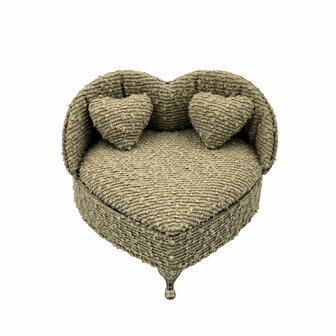 Juwelenkistje Versa Grijs Polyester Metaal Spiegel Hout MDF 16 X 13,5 X 16 CM Sofa 1