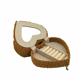 Juwelenkistje Versa Mosterd Polyester Metaal Spiegel Hout MDF 16 X 13,5 X 16 CM Sofa 2