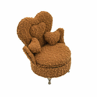 Juwelenkistje Versa Mosterd Polyester Metaal Spiegel Hout MDF 12 x 19 x 18 cm Leunstoel 3