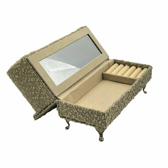 Juwelenkistje Versa Grijs Polyester Metaal Spiegel Hout MDF 9,5 X 12,5 X 23,5 CM Sofa 2