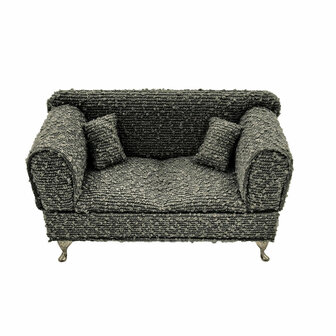 Juwelenkistje Versa Grijs Polyester Metaal Spiegel Hout MDF 9,5 X 12,5 X 23,5 CM Sofa 1