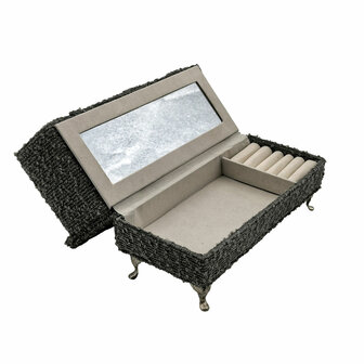 Juwelenkistje Versa Grijs Polyester Metaal Spiegel Hout MDF 9,5 X 12,5 X 23,5 CM Sofa 2
