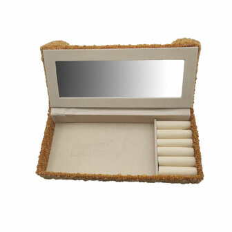 Juwelenkistje Versa Mosterd Polyester Metaal Spiegel Hout MDF 9,5 X 12,5 X 23,5 CM Sofa 2