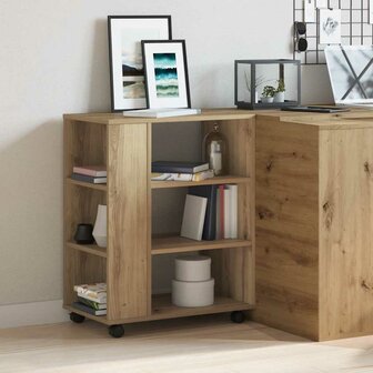 Rolkast 60x35x75 cm bewerkt hout artisanaal eikenkleurig 4