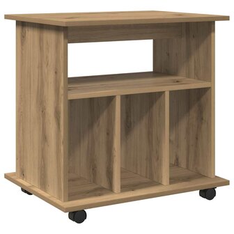 Rolkast 60x45x60 cm bewerkt hout artisanaal eikenkleurig 2