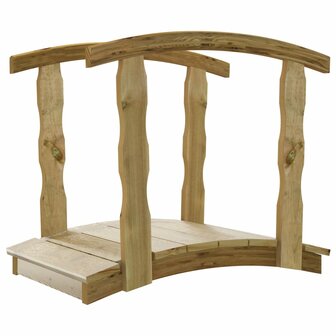 Tuinbrug met leuning ge&iuml;mpregneerd massief grenenhout 2