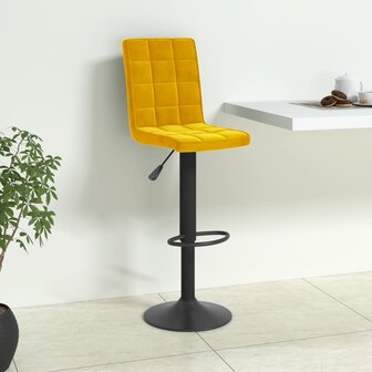 Barkruk fluweel mosterdgeel 1