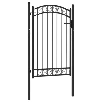 Poort met gebogen bovenkant 100x150 cm staal zwart 1