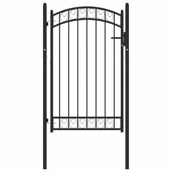 Poort met gebogen bovenkant 100x150 cm staal zwart 2
