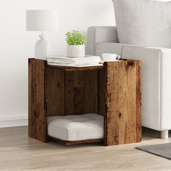 Kattenbakkast 53x53x51 cm bewerkt hout oud houtkleurig 3