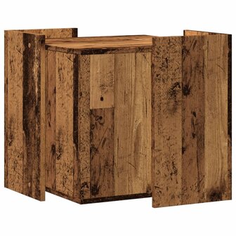 Kattenbakkast 53x53x51 cm bewerkt hout oud houtkleurig 6
