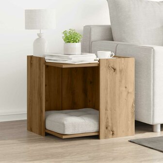 Kattenbakkast 53x53x51 cm bewerkt hout artisanaal eikenkleurig 1