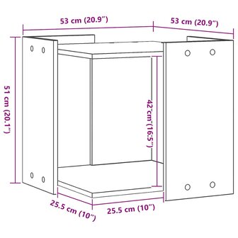 Kattenbakkast 53x53x51 cm bewerkt hout artisanaal eikenkleurig 9