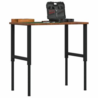 Werkbank rechthoek 100x60x(71,5-98) cm eikenhout donkerbruin 1