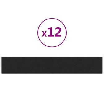 Wandpanelen 12 st 1,62 m&sup2; 90x15 cm stof zwart 2