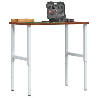 Werkbank rechthoek 100x60x(71,5-98) cm eikenhout donkerbruin 1