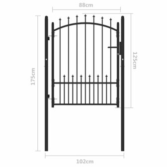 Hekpoort met slot Zwart 100 x 125 cm Poedergecoat staal 5