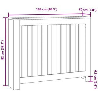 Radiatorafdekking Zwart Eiken 104 x 20 x 82 cm 8