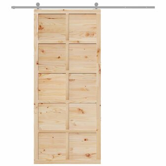 Schuifdeur Bruin 90 x 210 cm Massief grenenhout 9