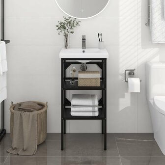 Wastafelframe 40x38x83 cm ijzer zwart 1