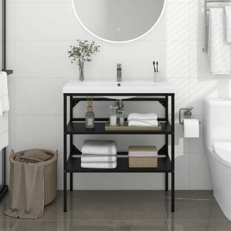 Wastafelframe 79x38x83 cm ijzer zwart 1