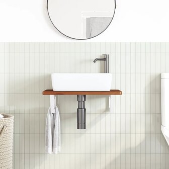 Badkamer wandschap staal en massief eikenhout 3