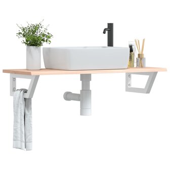 Badkamer wandschap staal en massief eikenhout 1