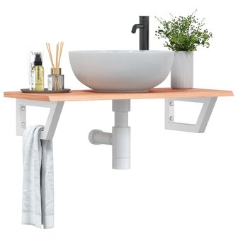 Badkamer wandschap staal en massief eikenhout 1