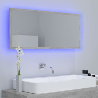 Badkamerspiegel LED 100x8,5x37 cm acryl betongrijs 3