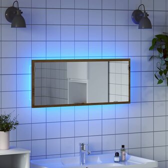 Badkamerspiegel LED 100x8,5x37 cm bewerkt hout artisanaal eiken 1
