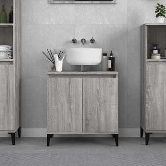 Wastafelkast 58x33x60 cm bewerkt hout grijs sonoma eikenkleurig 1