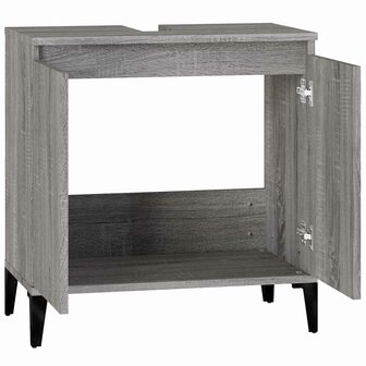 Wastafelkast 58x33x60 cm bewerkt hout grijs sonoma eikenkleurig 7