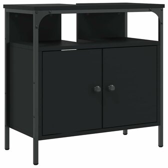 Wastafelkast 60x30x60 cm bewerkt hout zwart 2