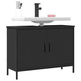 Wastafelkast 80x30x60 cm bewerkt hout zwart 1