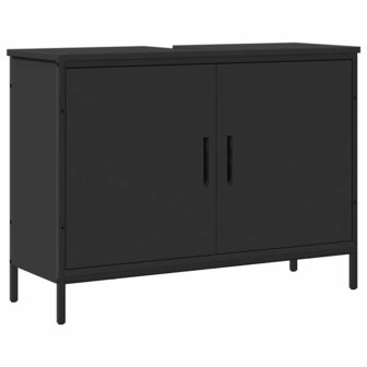 Wastafelkast 80x30x60 cm bewerkt hout zwart 2