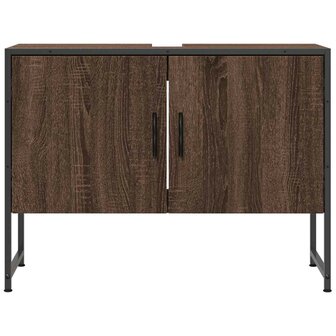 Wastafelkast 80x33x60 cm bewerkt hout bruin eikenkleurig 5