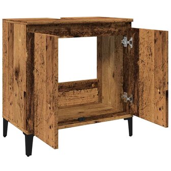 Wastafelkast 58x33x60 cm bewerkt hout oud houtkleurig 5