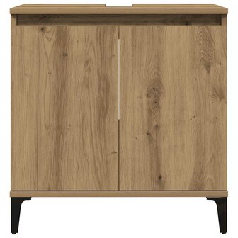 Wastafelkast 58x33x60 cm bewerkt hout artisanaal eikenkleur 4