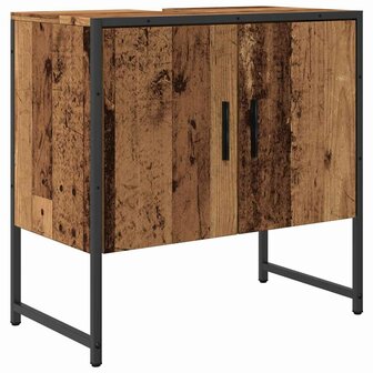 Wastafelkast 60x33x60 cm bewerkt hout oud houtkleurig 2