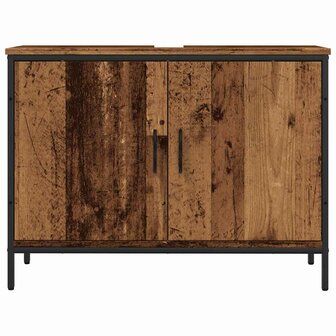 Wastafelkast 60x33x60 cm bewerkt hout oud houtkleurig 4