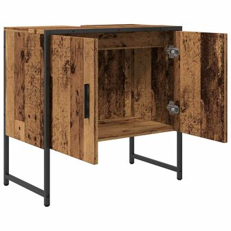 Wastafelkast 60x33x60 cm bewerkt hout oud houtkleurig 5