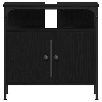 Wastafelkast 60x30x60 cm spaanplaat zwart eikenkleurig 6