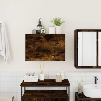Badkamerwandkast 60x25x40 cm bewerkt hout gerookt eikenkleurig 3