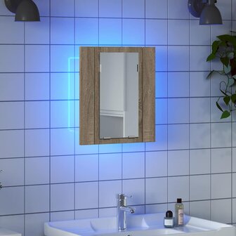 Badkamerkast met spiegel LED 40x12x45 acryl sonoma eikenkleurig 6