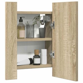 Badkamerkast met spiegel LED 40x12x45 acryl sonoma eikenkleurig 7