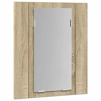 Badkamerkast met spiegel LED 40x12x45 acryl sonoma eikenkleurig 8